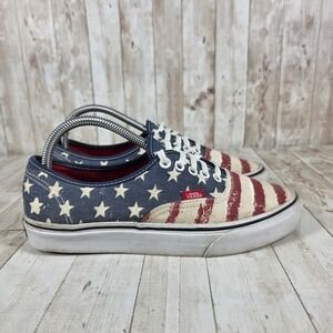 Vans Authentic American Flag Stars Stripes Canvas‎ Sneakers Women US 9